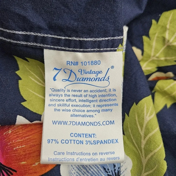 Vintage 7 Diamonds Hawaiian Floral Shirt Short Sleeve Button Collared - Picture 6 of 7